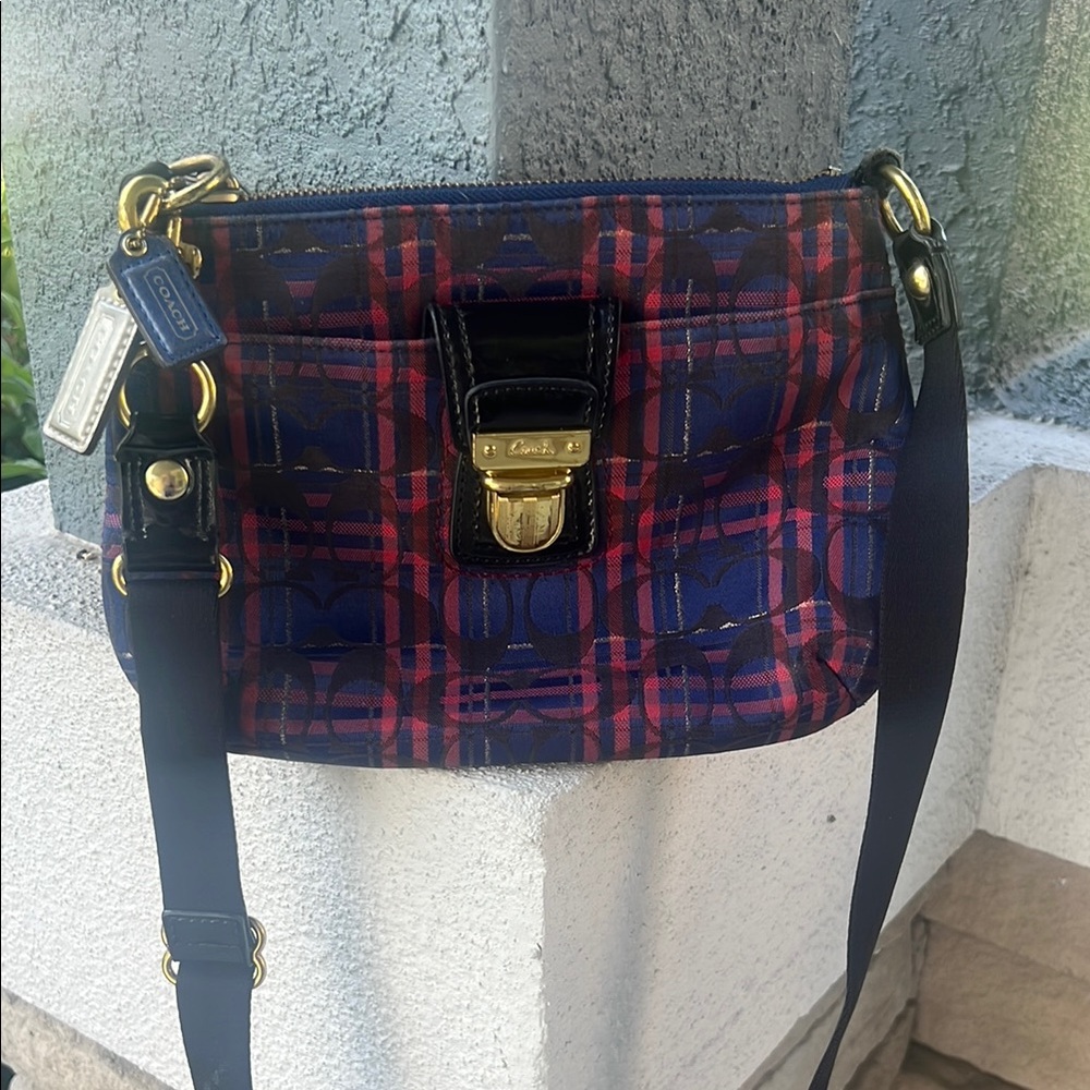 Coach Poppy tartan Blue and Red Plaid Women's crossbody